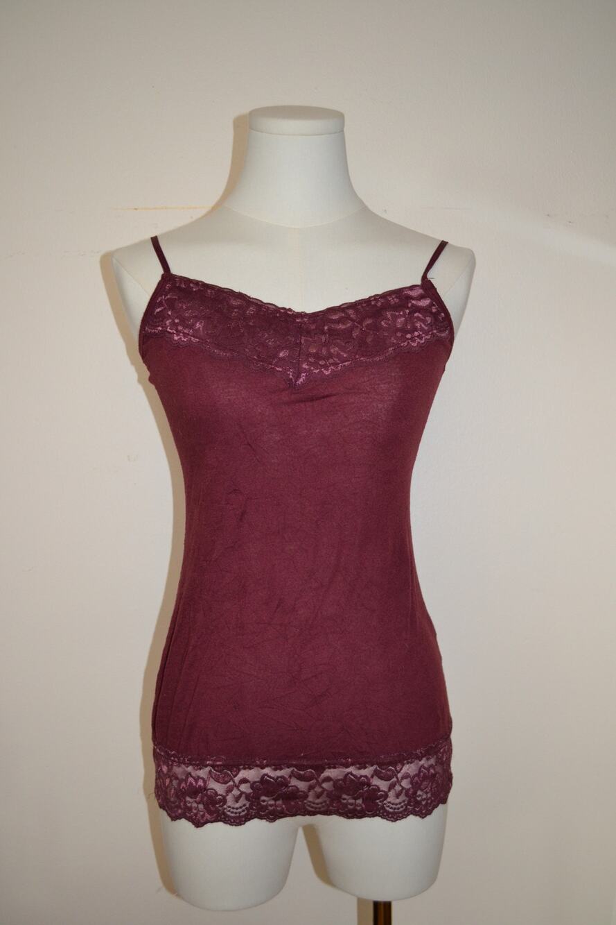 Y2K Lace Trimmed Camisole Layering Size XS Maroon